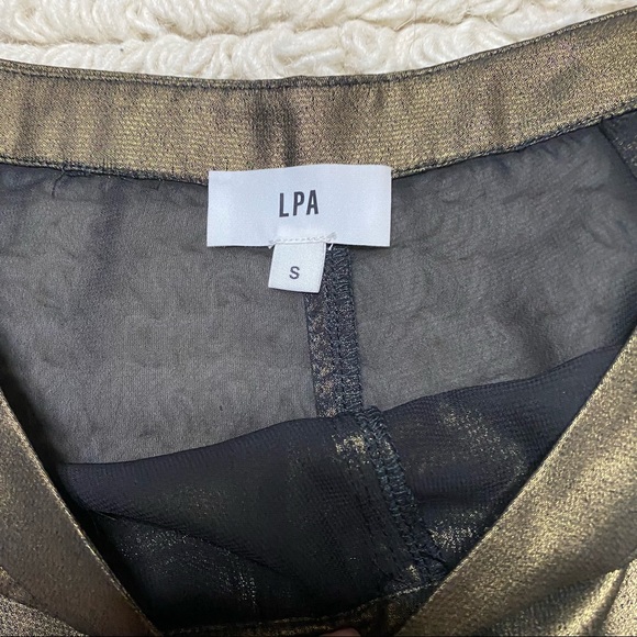 NO OFFERS LPA metallic gold Lurex Pant 664 wide leg crop pants S - Picture 8 of 13